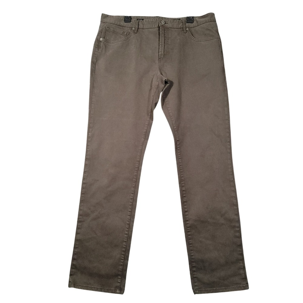 7Diamonds Clifton Pants Mens 38x34 (Fits 38x33) Brown Slim Straight Trousers